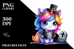 Vibrant Halloween Unicorn Costume | Sublimation | Clipart Product Image 1