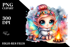 Crazy Cute Baby Fary Watercolor PNG Product Image 2