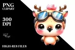 Cool Flamingo with Reindeer Horns PNG Product Image 3