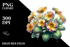 Detailed Primrose Watercolor | Clipart Product Image 1
