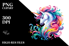 Cute Unicorn in the Style of PNG Product Image 2