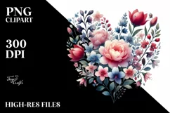 Colorful Floral Heart PNG Product Image 2