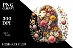 Watercolor Colorful Easter Lion Floral T-shirt, Mug, Clipart Product Image 8