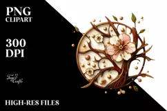 Abstract Wooden Stained Cherry Blossom Clipart Product Image 3