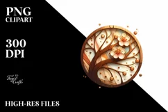 Abstract Wooden Stained Cherry Blossom Clipart Product Image 3