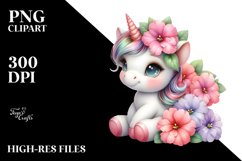 Cute Baby Unicorn Impatiens | Sublimation | Clipart Product Image 3