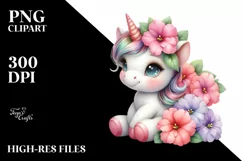 Cute Baby Unicorn Impatiens | Sublimation | Clipart Product Image 3