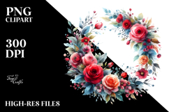 colorfull Whreath with Small Red Roses PNG Product Image 2