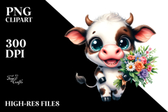 Watercolor Baby Cow Big Eyes Standing Up | Sublimation Product Image 2