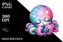 Colorful Baby Octopus Sleeping | Clipart Product Image 1