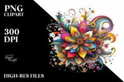 Colorful Whimsical Flower | Sublimation | Clipart Product Image 3