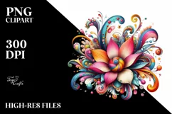 Colorful Whimsical Flower | Sublimation | Clipart Product Image 3