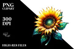 Sunflower with Watercolor Splash PNG Product Image 2