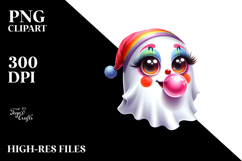 Funny Clown Ghost with Bubble Gum PNG Product Image 2