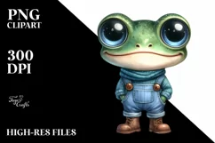 Funny Baby Frog Contempt | Watercolor Clipart Product Image 3
