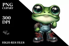 Big-Eyed Frog with Boots | Watercolor Clipart Product Image 3
