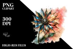 Abstract Stained Sunflower with Metallic Inserts | Product Image 1