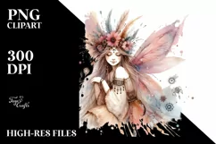 Washed Watercolor Boho Fairy, Transparent PNG Product Image 3