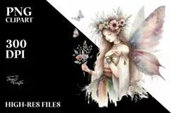 Washed Watercolor Boho Fairy, Transparent PNG Product Image 3