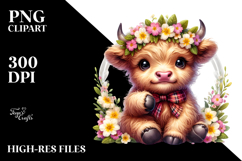 Cute Baby Highland Cow with Thumbs Up Clipart Product Image 2
