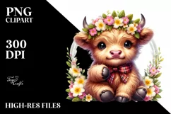 Cute Baby Highland Cow with Thumbs Up Clipart Product Image 3