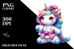 Colorful Unicorn with Karate Belt PNG Product Image 2