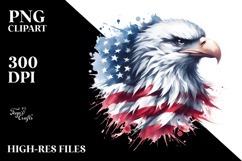 Washed Watercolor Bald Eagle, Transparent PNG Product Image 2
