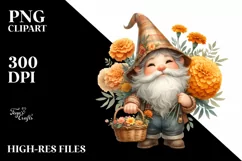 Detailed Watercolor Cute Gnome Clipart Product Image 1