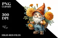 Detailed Watercolor Cute Gnome Clipart Product Image 1