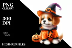 Cute Baby Dog Dressed Halloween | Sublimation | Clipart Product Image 1