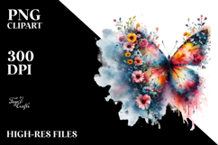 Grungy Butterfly Made of Spring Flowers PNG Product Image 2