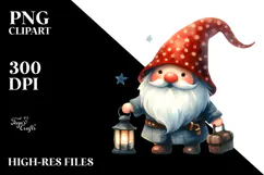 Funny Retro Gnome Clipart PNG Product Image 2