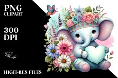 Pastel Boho Baby Elephant PNG Product Image 2