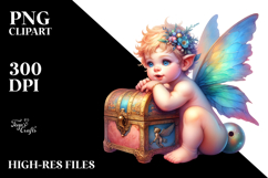 Colorful Fairy with Treasure Chest PNG Product Image 2