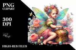 Colorful Fairy with Treasure Chest PNG Product Image 1