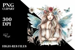 Washed Watercolor Boho Fairy, Transparent PNG Product Image 3