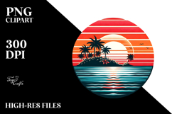 Tropical Island Sunset, Tshirt Style, Transparent PNG Product Image 2