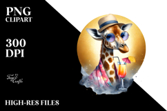 Funky Giraffe in Beachwear Watercolor PNG Product Image 2