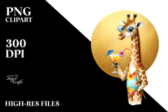 Funky Giraffe in Beachwear Watercolor PNG Product Image 2