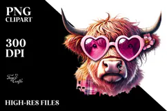 Highland Cow with Sunglasses, PNG Product Image 2