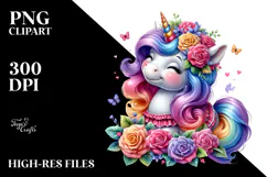 Vibrant Cute Unicorn Smiling PNG Product Image 2