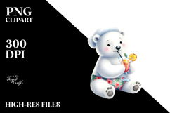 Cute Polar Bear with Cocktail, Transparent PNG Product Image 2