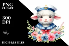 Colorful Watercolor Lamb Sailor Suit | Sublimation | Clipart Product Image 1