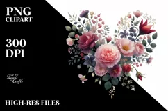 Colorful Floral Heart PNG Product Image 2