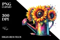 Colorful Sunflower Watering Can | Clipart Product Image 3