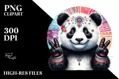 Funny Panda Victory Sign Portrait Clipart Product Image 1
