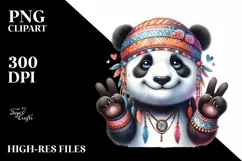 Funny Panda Victory Sign Portrait Clipart Product Image 3