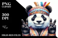 Funny Panda Victory Sign Portrait Clipart Product Image 1