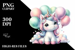 Unicorn from with Balloons | Sublimation | Clipart Product Image 1
