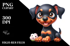Cute Cartoon Doberman Pinscher PNG Product Image 2